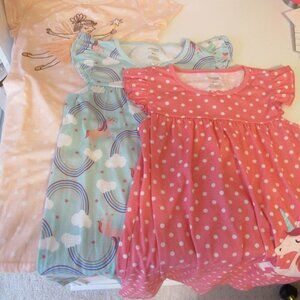 Bundle of 3 Carter's girl's pajama gowns Size 6-7 EUC
